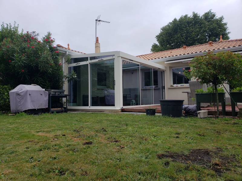 Véranda aluminium thermolaqué blanc en Gironde 